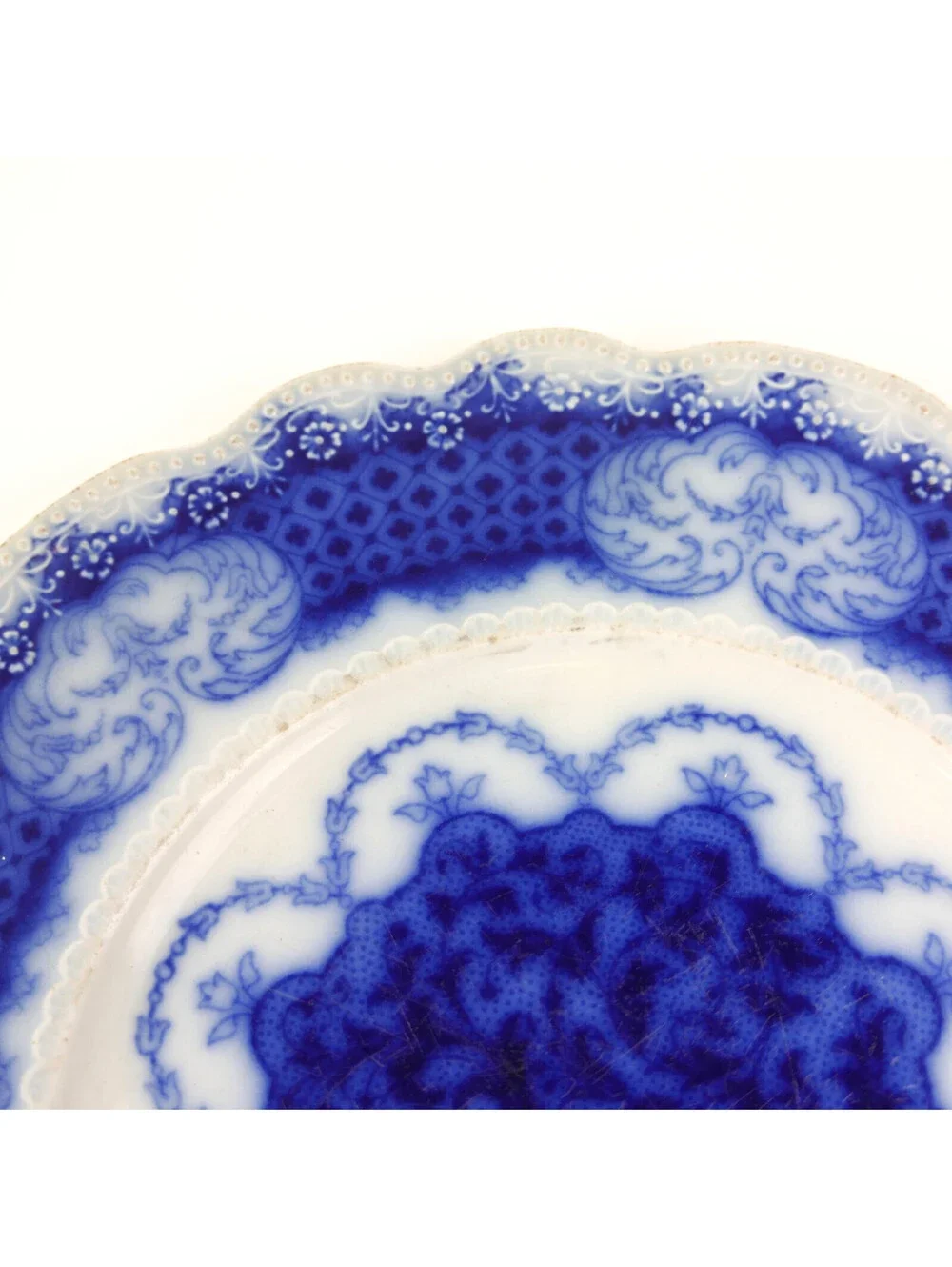 Antique WH Grindley Marlborough No Gold Flow Blue 9” Plate Staffordshire England